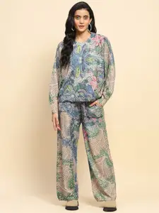 Global Republic Printed Round Neck Long Sleeves Top With Trouser