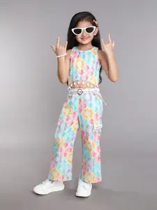 taffykids Girls Printed Top with Trousers