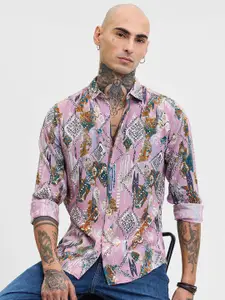 Snitch Men Smart Slim Fit Opaque Printed Casual Shirt