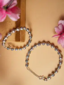 VIRAASI Silver-Plated Artificial Beads Anklet