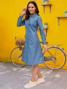 DressBerry Denim A-Line Midi Dress