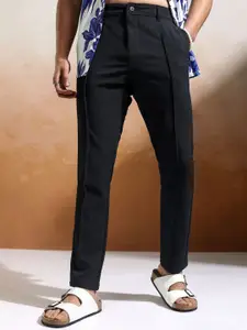 HIGHLANDER Men Popcorn Textured Solid Relaxed Fit Soft Trouser