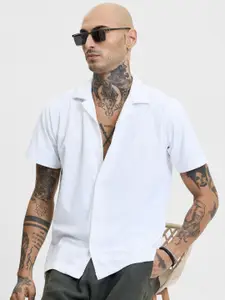 Snitch Men Relaxed Boxy Horizontal Stripes Opaque Striped Casual Shirt