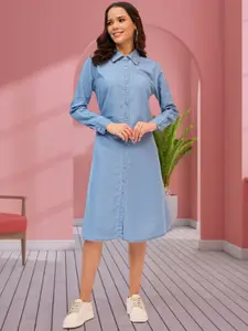 DressBerry Denim A-Line Midi Dress