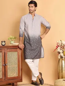 Anouk Men Floral Printed Regular Sequinned Kurta with Pyjamas