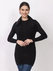 Lory Women Cable Knit Woollen Longline Pullover