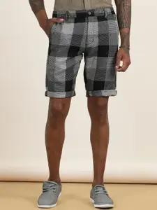 beevee Men Cotton Checked High-Rise Regular Fit Technology Shorts