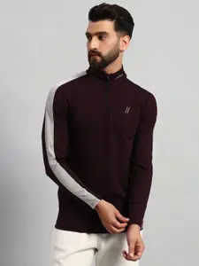 ATICX Men Brand Logo Striped High Neck Compression T-shirt