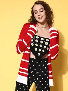 SASSAFRAS Women Striped Longline Shrug