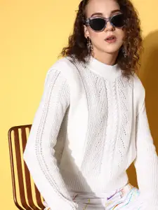 SASSAFRAS Women Cable Knit Pullover Sweater