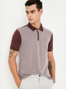 max Men Printed Polo Collar Pockets T-shirt