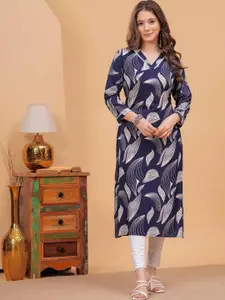 DRESSAR Floral Print Slit Sleeve Applique A-Line Dress