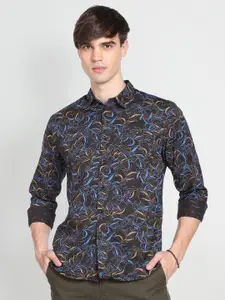 Flying Machine Floral Printed Long Sleeves Pure Cotton Casual Shirt