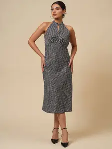 Chemistry Women Printed Halter Neck Empire Midi Dress