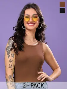 FBAR Women Pack of 2 Cotton Tank Crop Top