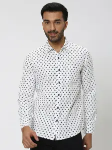 Mufti Slim Fit Geometric Printed Pure Cotton Casual Shirt