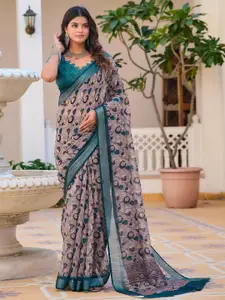 Anouk Floral Printed Saree With Blouse Piece