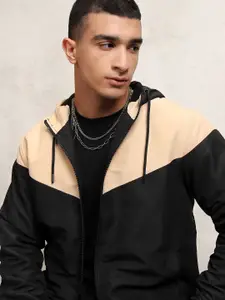KETCH Men Colourblocked Crop Hooded Parka Jacket