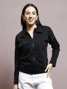 Athena Women Shirt Collar Front-Open Sweatshirt