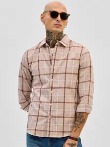 Snitch Men Smart Slim Fit Opaque Checked Casual Shirt