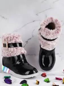 BAESD Girls Round Toe Flatform Heel LED Boots