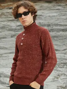 Campus Sutra Men Cable Knit Pullover