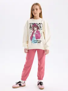 DeFacto Girls Printed T-shirt with Trousers