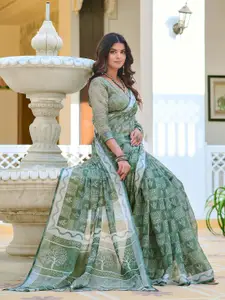 Anouk Geometric Printed Saree With Blouse Piece