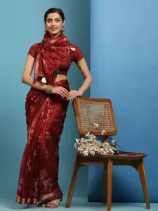 Anouk Floral Printed Woven Design  Saree