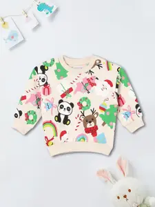 max Girls Graphic Printed Round Neck Sweatshirt