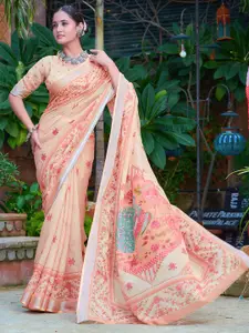 Anouk Floral Printed Zari Saree