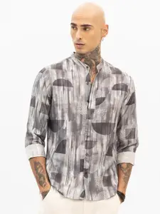 Snitch Men Smart Slim Fit Opaque Printed Casual Shirt
