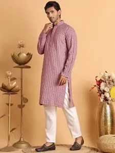 Anouk Men Embroidered Regular Chikankari Kurta with Pyjamas