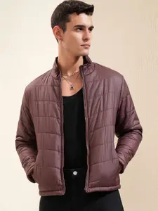 HIGHLANDER Men Brown High Neck Puffer Jacket