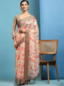 Anouk Floral Printed Zari Saree