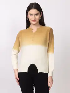 Lory Women Self Design Colourblocked Cut-Out Detailed Pullover