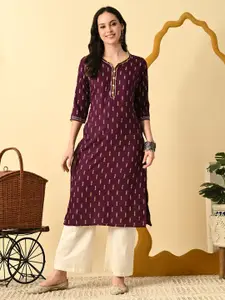 GLOWWORLD Printed V-Neck Kurta