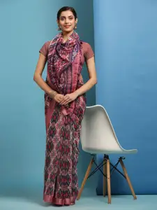 Anouk Geometric Printed Saree With Blouse Piece