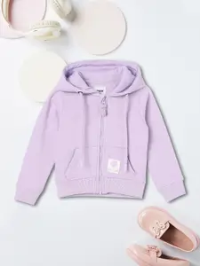 max Girls Printed Front-Open Hooded Sweatshirt