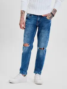Snitch Men Narrow Skinny Fit Mildly Distressed Heavy Fade Stretchable Jeans