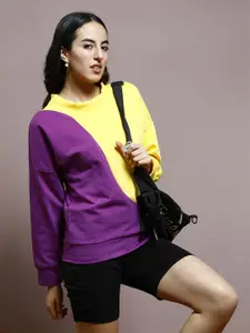 Athena Women Colourblocked Long Sleeves Sweatshirt