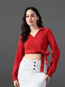 The Roadster Lifestyle Co Crop Top With Full Sleeves