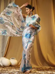 Anouk Floral Embroidered Organza Saree