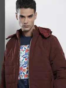 The Indian Garage Co Men Zip-Front Bomber Jacket with Detachable Hood