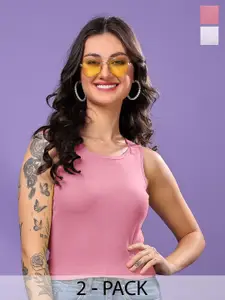 FBAR Women Pack of 2 Cotton Tank Crop Top