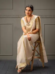 KALINI Woven Design Zari Kasavu Saree