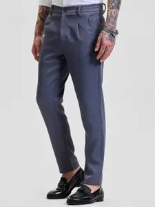 Snitch Men Smart Slim Fit Pleated Trousers