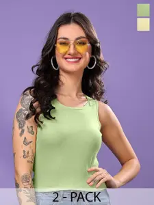 FBAR Women Pack of 2 Cotton Tank Crop Top