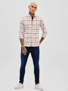 Snitch Men Smart Slim Fit Checked Casual Shirt