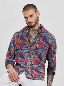 Snitch Men Smart Slim Fit Opaque Printed Casual Shirt